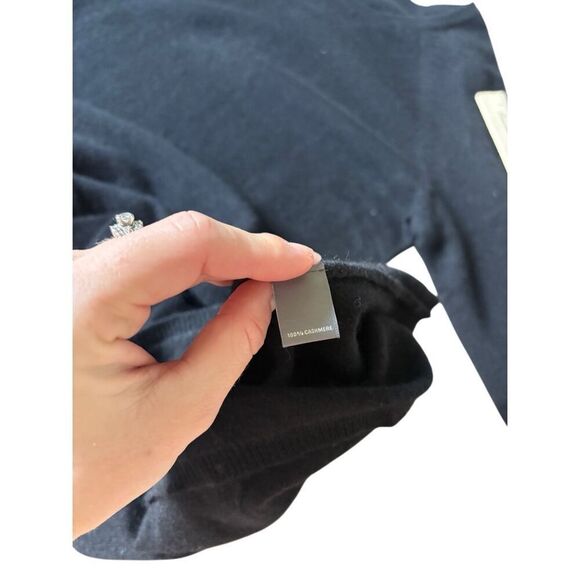 Neiman Marcus Cashmere Dress size M Black Fringe Long Sleeve Knee Length - Picture 7 of 8